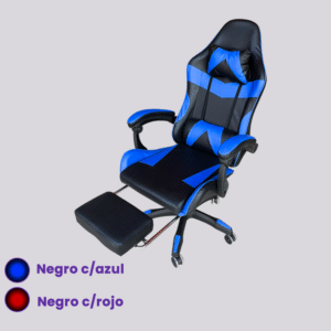 Silla Gamer  con reposa pies (negro c/azul, negro c/rojo)